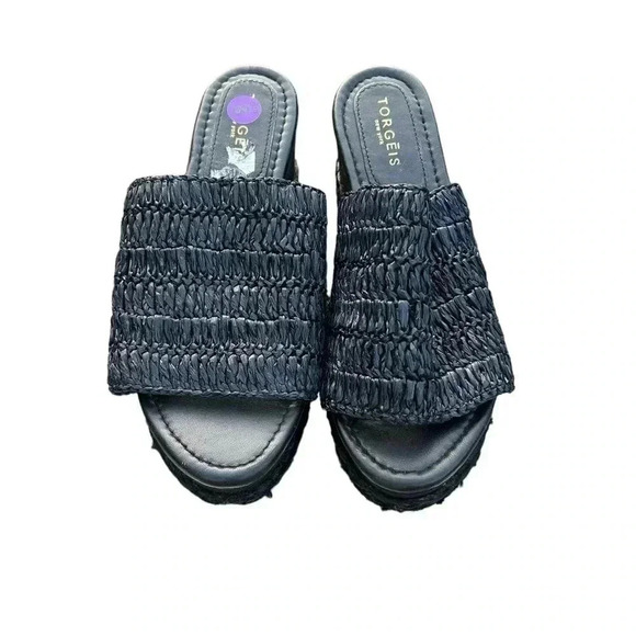 Torgeis Womens Neith FEI1073 Black Wedge Slide Sandals Size 8 - Picture 4 of 11